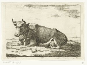 Landscape with Lying Horned Cow by Cornelis  Bisschop