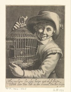 Boy with Birdcage by Cornelis Bloemaert (II)