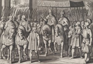 Plate 3: Charles V Crowned Emperor entering Rome with the Pope, from the Triumphs of Charles, 1614 by Cornelis Boel