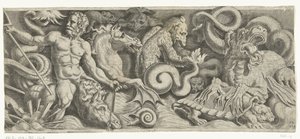 Frieze with the Triumph of Neptune, Right Plate by Cornelis Bos