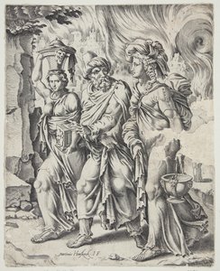 Lot and His Daughters Leaving the Burning Sodom by Cornelis Bos