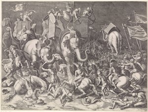 Battle of Zama between Scipio and Hannibal at Night