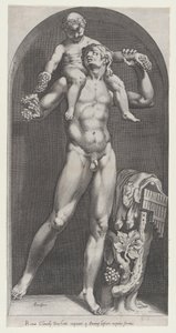 Speculum Romanae Magnificentiae: Bacchus on the Shoulders of a Satyr by Cornelis Cort