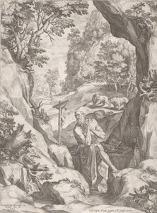 St Jerome Penitent in the Wilderness, 1573 by Cornelis Cort