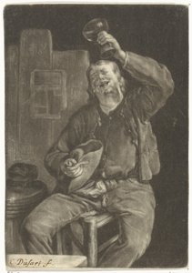 Laughing Drinker by Cornelis Dusart
