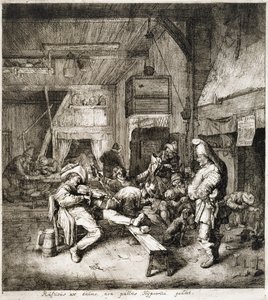 The Violin Player Seated in the Inn by Cornelis Dusart
