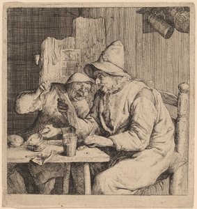 Two Peasants Singing by Cornelis Dusart
