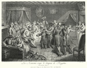 La Rancune cuts the hat of Ragotin by Cornelis Engelbrechtsen