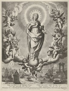 Mary on a Globe, Surrounded by Angels by Cornelis Galle (I)