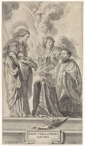 An Unknown Saint (Ignatius of Loyola?) Kneeling Before Mary with Child by Cornelis Galle (II)