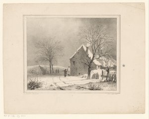 Houses in Snowy Landscape by Cornelis Gerrit Verburgh