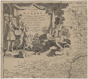 Map of the Region East and South of Brussels and the County of Namur (top left sheet), Carte de la Meuse ou Théâtre de la Guerre sur le Rhein, Moessele, Mayn, le Necker, Meuse avec les pais voisins (title on object) by Cornelis Huyberts