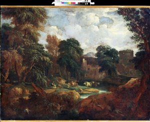 Valley in Flanders in Summer with a Herd of Cows Near a River