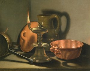A Still Life with an Oil Lamp by Cornelis Jacobsz