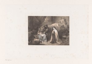Praying Nun by Sick Child by Cornelis Kruseman