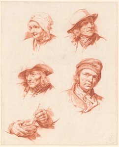 A study sheet with heads by Cornelis Kruseman