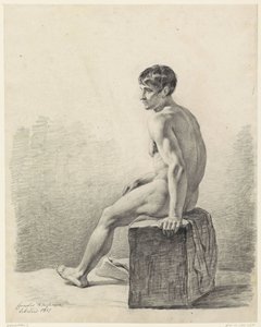 Seated Male Nude by Cornelis Kruseman