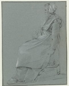 Seated Woman, in Profile to the Left, Wearing a Little Cap and Holding a Glass in Her Right Hand by Cornelis Pietersz. Bega (circle of)