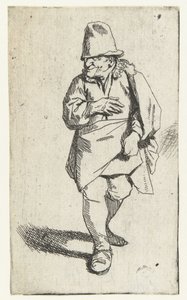 Standing Man with High Hat or Cap, Right Hand on Chest