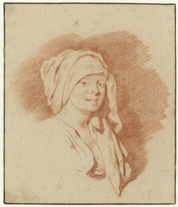 Study of a Woman, Bust Length, Wearing a Headdress, Facing Right