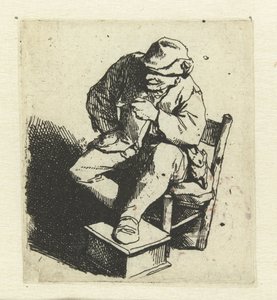 Seated Farmer with Pipe in Left Hand by Cornelis Pietersz. Bega