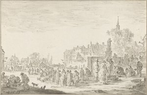 Fish Market by Cornelis Ploos van Amstel (signed by artist)