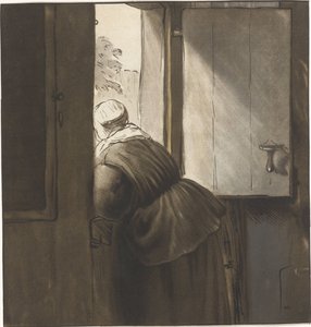 Woman Leaning Over a Half-Door