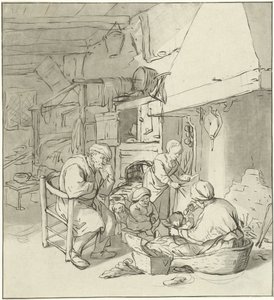 Peasant Family by the Fireplace by Cornelis Ploos van Amstel