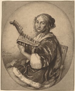 Lady with Double-Headed Lute by Cornelis Ploos van Amstel