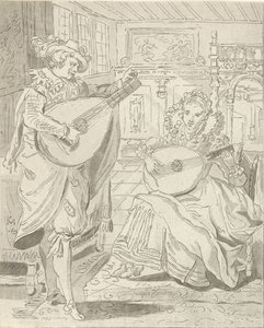 Man and Woman Playing Lute