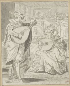 Gentleman and Lady Playing Lute