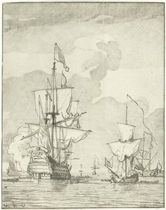 Warship Firing a Shot