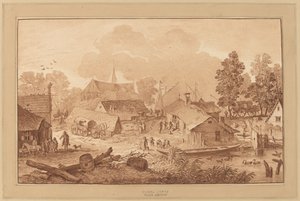 Village with Pond by Cornelis Ploos van Amstel