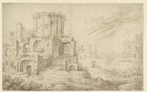 Landscape with Ancient Ruins by Cornelis Saftleven