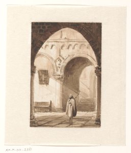Interior of a Church with a Monk