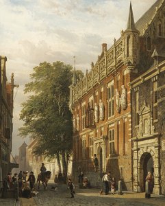 The Stadhuis at Kampen, The Netherlands by Cornelis Springer
