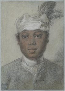 Head of a Young Black Man with Turban and Feathers by Cornelis Troost