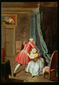 Interior of a Bedchamber with a Couple Cavorting