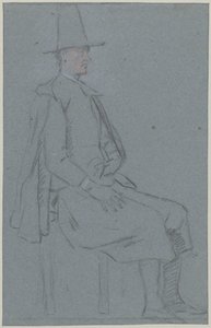 Seated Quaker, Profile to the Right, with One Hand on Thigh by Cornelis Troost