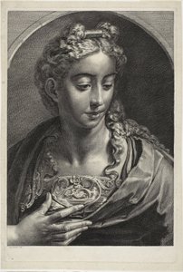 Athena, from Cabinet Reynst: Engravings of Various Images Painted by Famous Artists by Cornelis Visscher