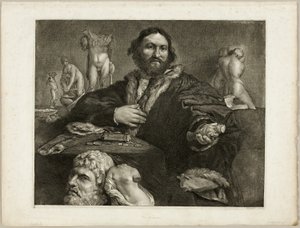 Portrait of Andrea Odoni, from Cabinet Reynst; Engravings of various images painted by famous artists