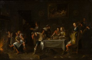 Ladies and Gentlemen Feasting Around a Table, c.1612-67