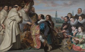 The Restitution of the Church Treasures to Saint Norbert after the Defeat of the Heretic Tankelin, with a Portrait of the Snoeck Family by Cornelis de Vos