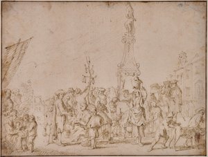 Italian Market Scene by Cornelis de Wael