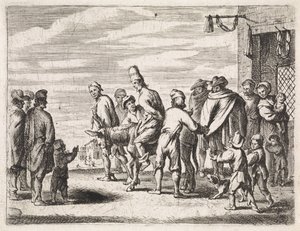 Man Bound on a Donkey (Genre Scenes) by Cornelis de Wael
