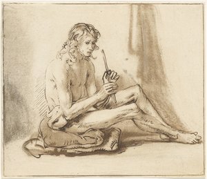 Seated Naked Man with Flute