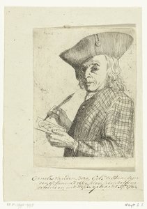 Self-Portrait with Pen and Drawing by Cornelis van den Berg