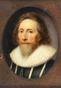 A gentleman in slashed black doublet, 1639 by Cornelius I Johnson