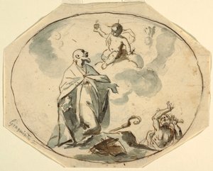 Bishop Saint Adoring Christ Child by Corrado Giaquinto