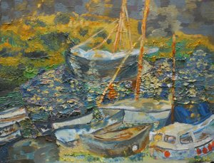 Mousehole Harbour, Resting Boats